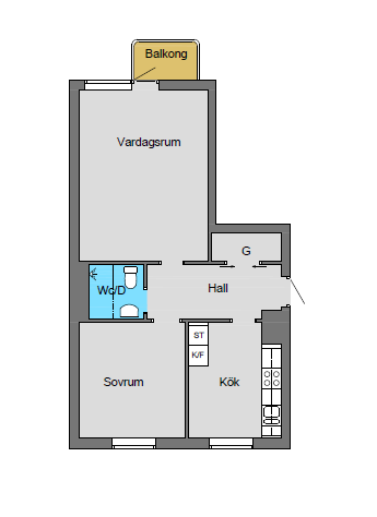Exempelbild två rum och kök